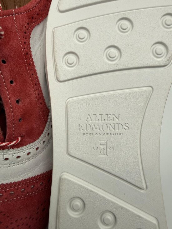 New Allen Edmonds Shoes Men\'s Size 10 Red White Leather Casual Sneakers 5530 main image 5